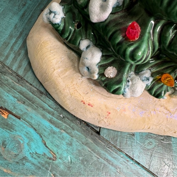 Vintage Hand Painted Ceramic Caroling Children Light Up Christmas Tree Lamp Post - Picture 14 of 14